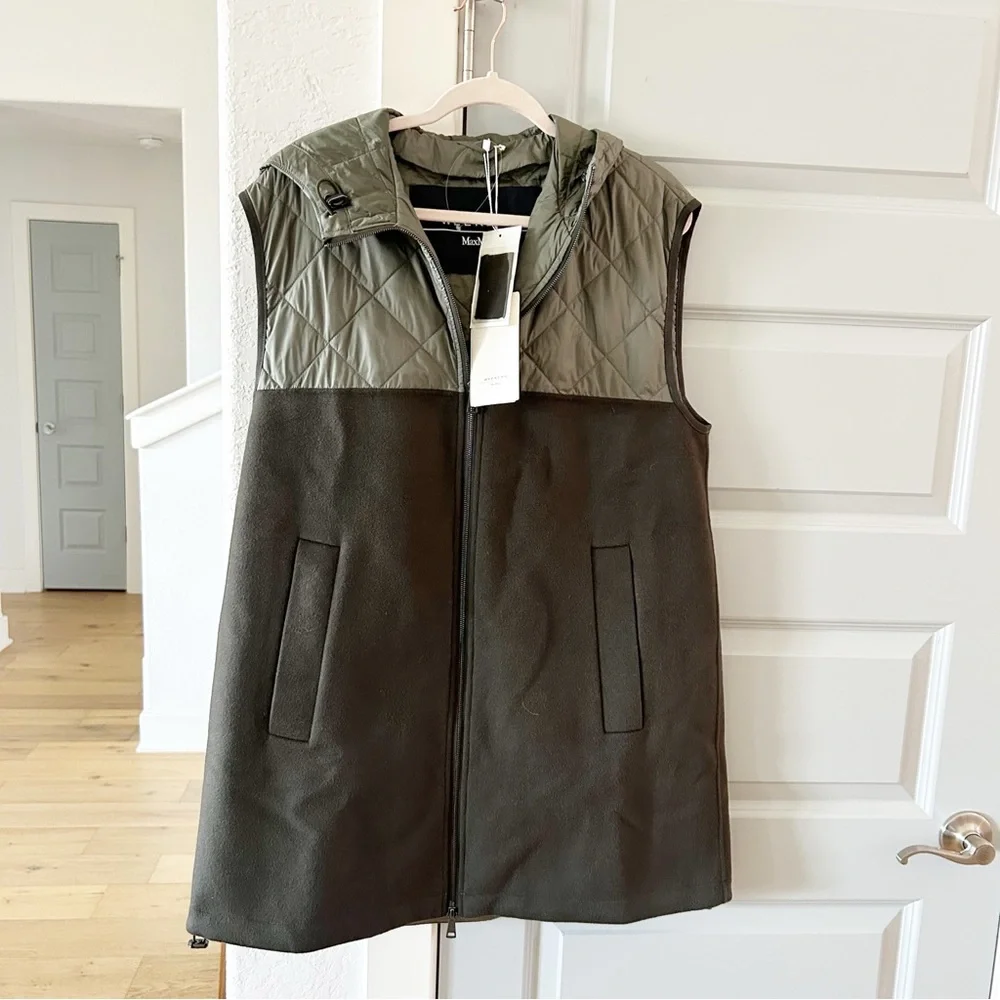 NWT Weekend Max Mara Nastro Colour Block Longline Gilet Vest Jacket Quilted - Picture 3 of 7